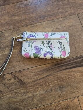 Nanette Lepore Floral Wristlet Clutch - White with Pink & Purple Flowers